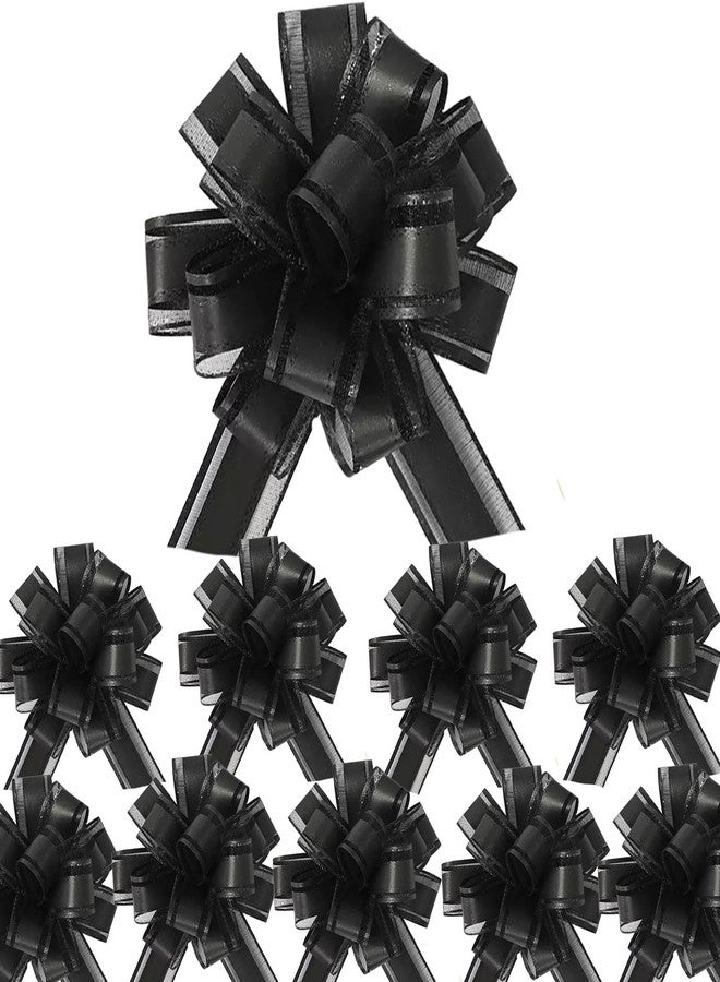 AimtoHome Small Pull Bows, 10 PCS 4 Inch Black Gift Bows for Wrapping,Basket, Wedding,Birthday Party,Flower Bouquet Decoration - Image 1
